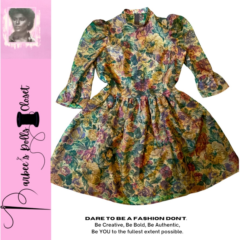 Beautiful sheer floral A lined dress size L